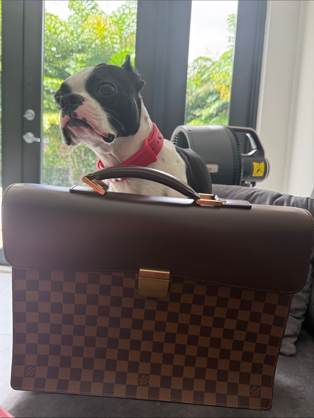 Louis Vuitton Brown Damier Canvas Laptop Briefcase with Gold Hardware